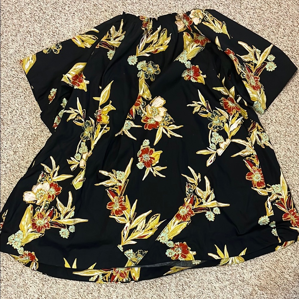 Free People black, teal, yellow, red floral dress